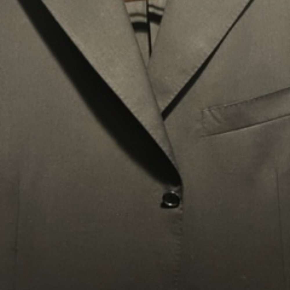 Canali Suit Jacket. Solid Black Wool Three Button. - image 2